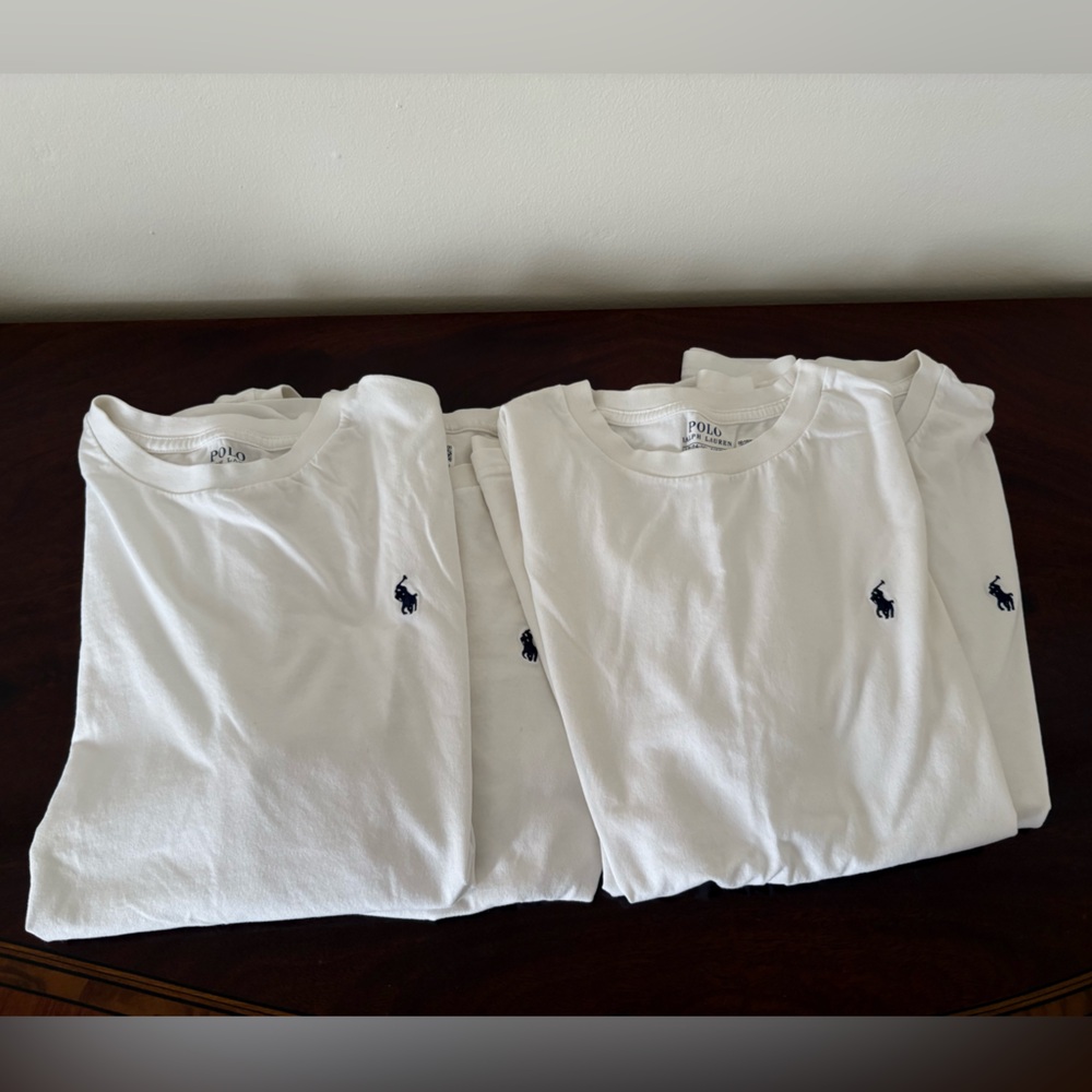 Boys White Polo Ralph Lauren T-Shirts Size 14-16, 4 Pcs